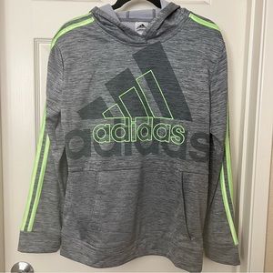 adidas Boys Pullover Hoodie Hooded Sweatshirt Gray XLarge 18/20